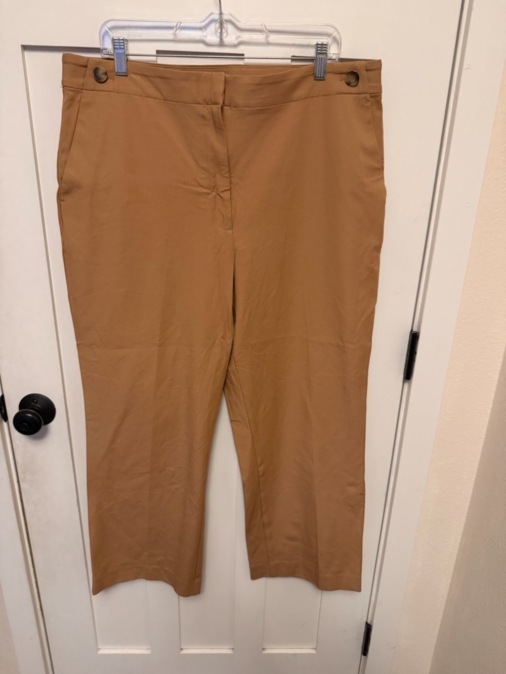 Ann Taylor Tan Dress Pant Trousers Straight Leg High Ruse Curvy Plus Size 16